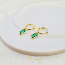 Load image into Gallery viewer, Aura Emerald Earrings (18K Gold Vermeil)