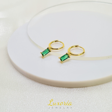 Load image into Gallery viewer, Aura Emerald Earrings (18K Gold Vermeil)