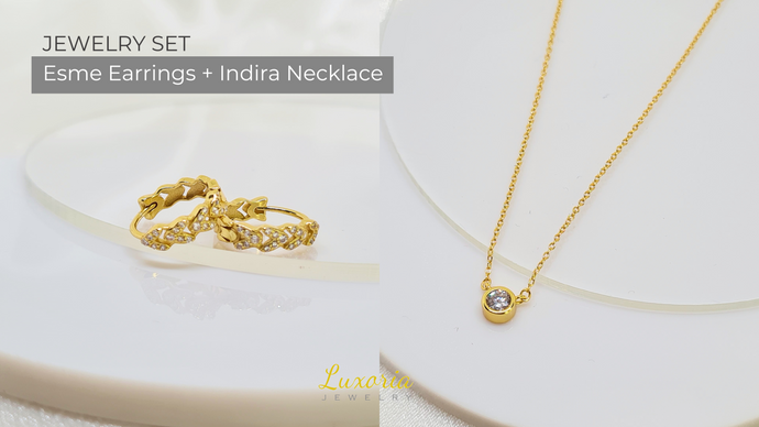 Bundle: Esme Earrings + Indira Necklace (18k Gold Vermeil)