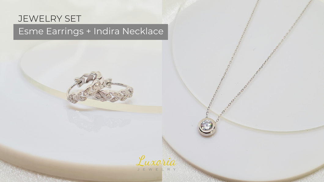 Bundle: Esme Earrings + Indira Necklace (925 Sterling Silver)