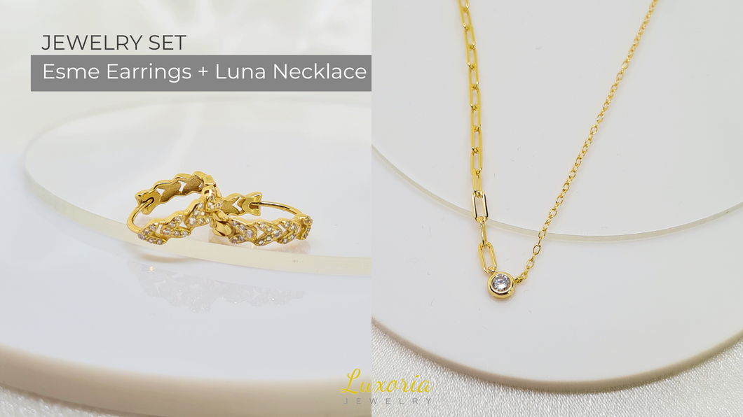 Bundle: Esme Earrings + Luna Necklace (18k Gold Vermeil)