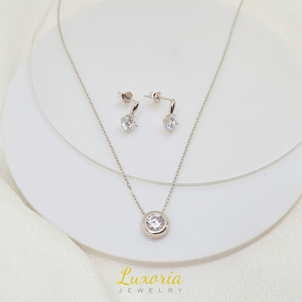 Bundle: Indira Necklace + Ellana Earrings (925 Sterling Silver)