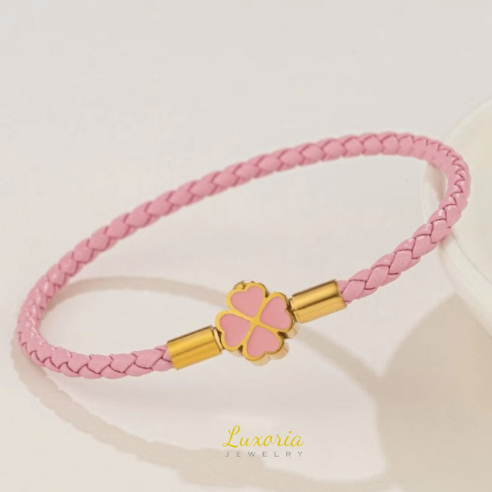 Tolu Braided Leather Bracelet - Pink