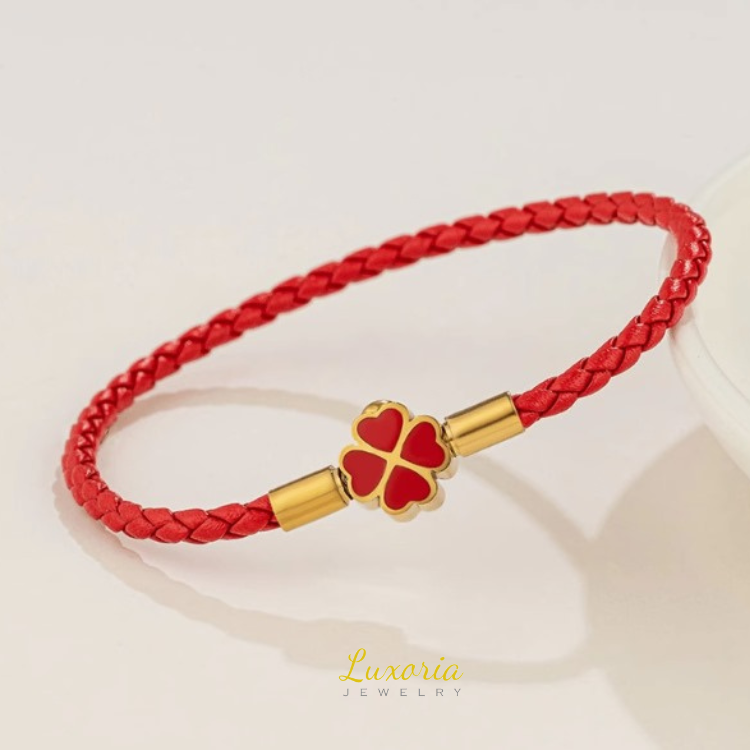 Tolu Braided Leather Bracelet - Red